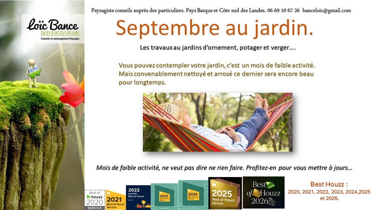 Paysagiste Lande Septembre au jardin.
